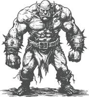 orc full body images using Old engraving style vector