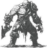 orc full body images using Old engraving style vector