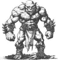 orc full body images using Old engraving style vector