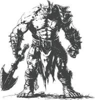 orc full body images using Old engraving style vector