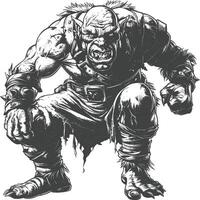 orc full body images using Old engraving style vector