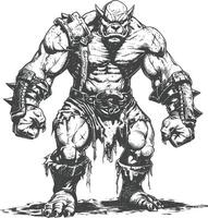 orc full body images using Old engraving style vector