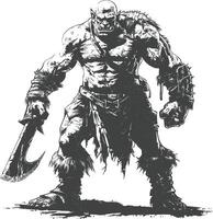 orc full body images using Old engraving style vector