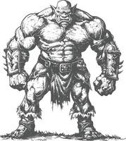 orc full body images using Old engraving style vector