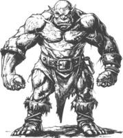 orc full body images using Old engraving style vector