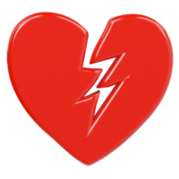 Broken heart icon 3d render illustration png