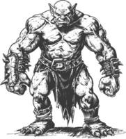 orc full body images using Old engraving style vector