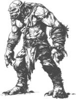 orc full body images using Old engraving style vector