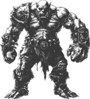 orc full body images using Old engraving style vector