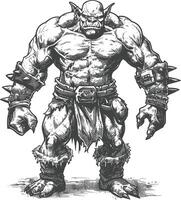 orc full body images using Old engraving style vector