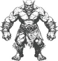 orc full body images using Old engraving style vector