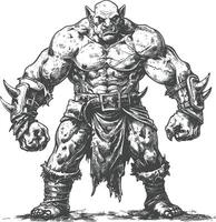 orc full body images using Old engraving style vector