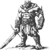 ogre warrior with sword full body images using Old engraving style vector