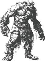 orc full body images using Old engraving style vector