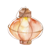 wijnoogst glas lantaarn waterverf illustratie. olie lamp hand- getrokken klem kunst, knus herfst huis decor, warm licht voor uitnodiging, dankzegging dag kaart ontwerp png