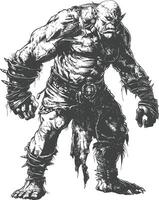 orc full body images using Old engraving style vector