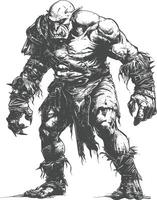 orc full body images using Old engraving style vector