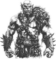 orc warrior full body images using Old engraving style vector