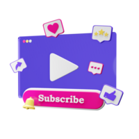 3D Screen icon with subscribe button png