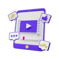 3D tablet icon with different actions. Like, comment, share png