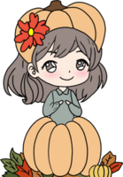 The pumkin girl in Thanks giving png