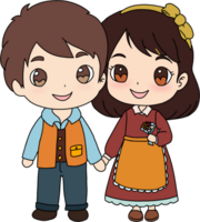 Garoto e menina dentro autum obrigado dando png