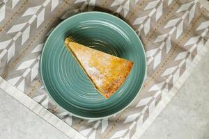 Apple Pie Slice served in plate isolated on napkin top view of cafe baked food on background photo