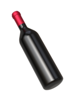 3D Red wine bottle rendering for mockup png