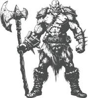 orc warrior full body images using Old engraving style vector