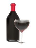 3D Red wine bottle rendering for mockup png