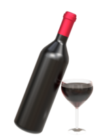 3D Red wine bottle rendering for mockup png