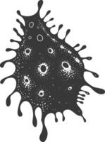 Silhouette amoeba animal black color only vector