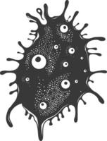 Silhouette amoeba animal black color only vector