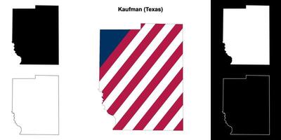 Kaufman County, Texas outline map set vector