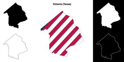 Victoria County, Texas outline map set vector