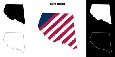 Rains County, Texas outline map set vector