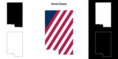 Duval County, Texas outline map set vector