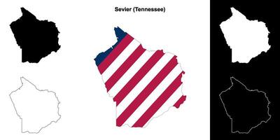 Sevier County, Tennessee outline map set vector