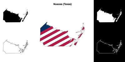 Nueces County, Texas outline map set vector