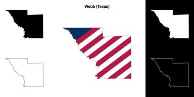 Webb condado, Texas contorno mapa conjunto vector
