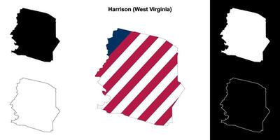 Harrison County, West Virginia outline map set vector