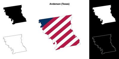 Anderson condado, Texas contorno mapa conjunto vector