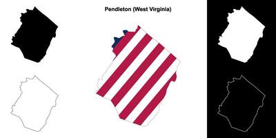 Pendleton County, West Virginia outline map set vector