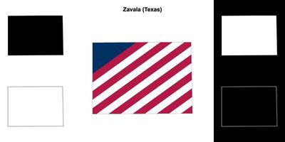 Zavala County, Texas outline map set vector