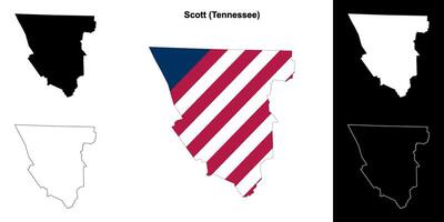 Scott County, Tennessee outline map set vector