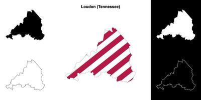 Loudon County, Tennessee outline map set vector