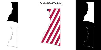 Brooke County, West Virginia outline map set vector