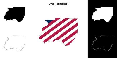 Dyer County, Tennessee outline map set vector