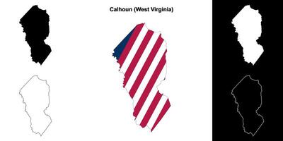 Calhoun County, West Virginia outline map set vector