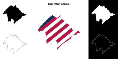 Tyler condado, Oeste Virginia contorno mapa conjunto vector